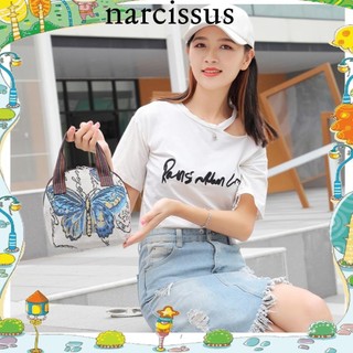 Túi xách Tote Retro NARCIS, Túi xách tay cầm hàng đầu in Dacron, Túi thêu họa tiết