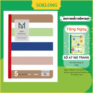 Vở may dán gáy Caro 5x5 B5 200 trang Sổ KLONG, voklong MS 991