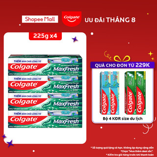 Bộ 4 Kem đánh răng Colgate Maxfresh the mát thổi bùng sảng khoái 225g/tuýp tặng bàn chải