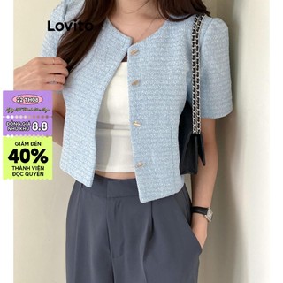 Lovito Áo khoác blazer phía trước có nút trơn thông thường dành cho nữ LNA40104