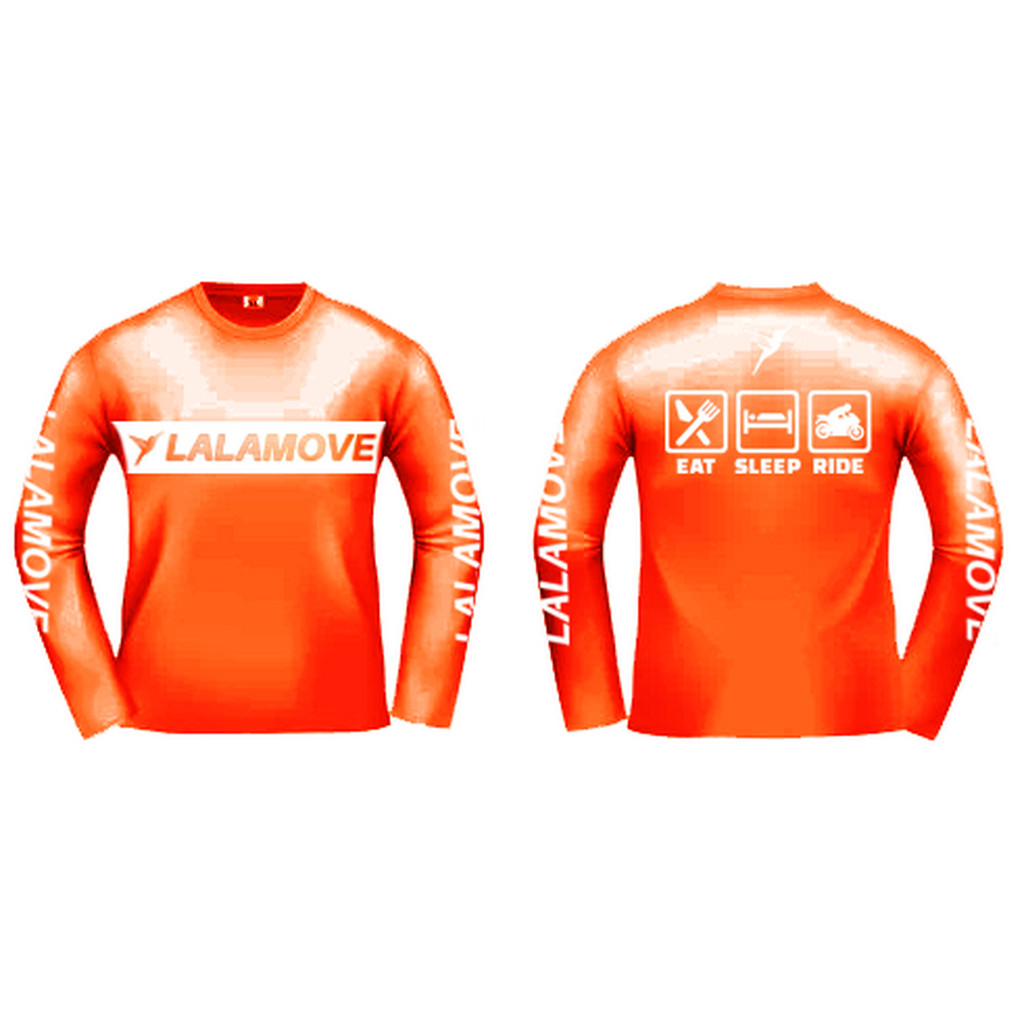 Áo tay dài đua xe máy Lalamove màu đen xanh trắng vàng, chất liệu drifit thoáng khí, từ size cực nhỏ