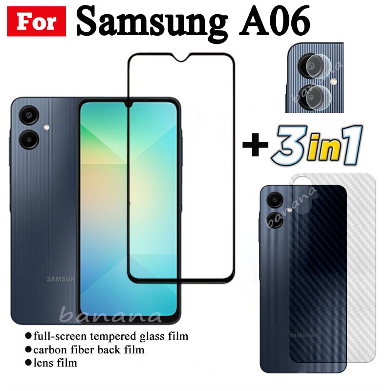 Phim Kính Cường Lực 3 TRONG 1 Samsung A06 Cho Samsung Galaxy A06 A 06 Full Cover Kính Bảo Vệ Màn Hìn