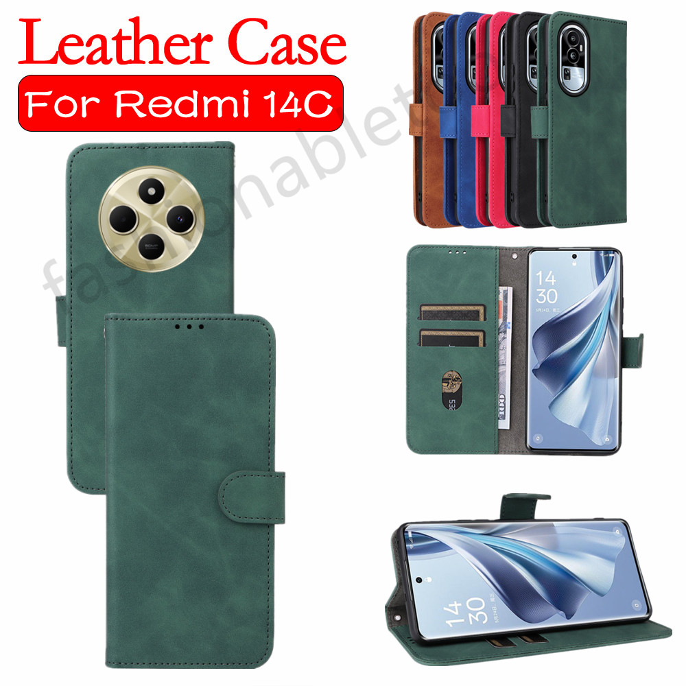 Ốp Điện Thoại Da Lật Cho Redmi 14C 13C 14 C 13 C Redmi14C Redmi13C 4G 5G Từ Giá Đỡ Vỏ Ốp Lưng Chống Sốc