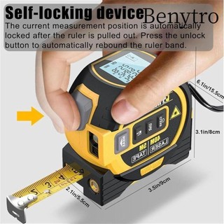  Máy đo khoảng cách kỹ thuật số LCD Băng đo Laser không gỉ 3 trong 1 Thước đo hồng ngoại kỹ thuật số 40m 