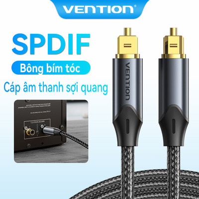 Cáp Âm Thanh Sợi Quang VENTION Cổng S / Pdif Toslink Chất Liệu Bện Sợi Cotton Hợp Kim Nhôm Vỏ Hỗ Trợ Âm Thanh 5,1/ 7,1 Cho Ps4 / Xbox / Tv - Hàng Chính Hãng
