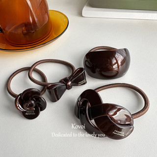  Kovoi   niche Classy Chocolate Color Series Vàng Nhãn Xoắn Cung Nơ Dây Buộc Tóc Dây Buộc Tóc 