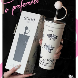 【LUCKY GOOM Cốc giữ nhiệt inox 316, nắp cốc kim loại, cốc nước dung tích lớn, cốc ống hút cầm tay, cốc giữ nhiệt và bảo quản lạnh, nắp chống bụi silicon 700ML