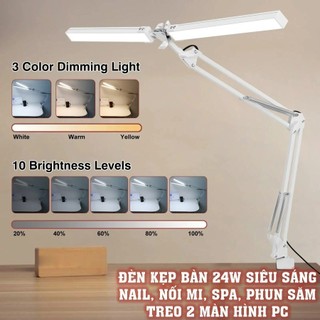  Đèn Bàn Kẹp Pixar LED Đôi 24W Đèn treo màn hình máy tính bảo vệ mắt học tập làm việc decor Spa Nail phun săm 