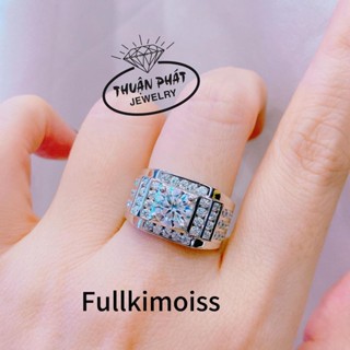 Phụ Kiện Nhẫn Nam NN013  FullKimMoiss Vuông Tấm Viên Chủ 7li2 Kiểm Định Đeo Tay Sang Trọng Trang Sức Bạc Ý Xi Kim