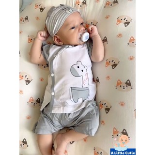 Quần áo sơ sinh, quần áo bé trai bé gái cộc tay Vải petit loại 1 BQA011 - A LITTLE CUTIE.