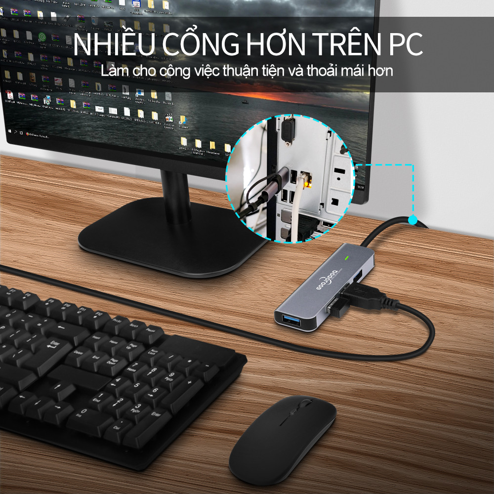 Nhiều Hub USB 3.0 Cổng Loại C GOOJODOQ Cho Laptop HDMI PD Sạc Âm Thanh VGA RJ45 | BigBuy360 - bigbuy360.vn