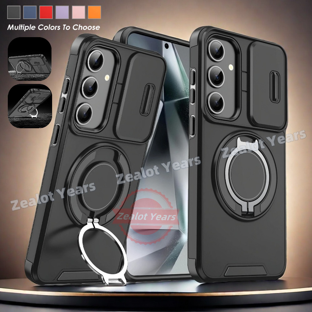 Ốp điện thoại Camera Trượt Cho Samsung Galaxy S24 S23 S22 S21 FE Plus 5G S24FE S23FE S24Plus S23Plus S24 + S23 + Giá Đỡ Nhẫn Chống Rơi Lưng