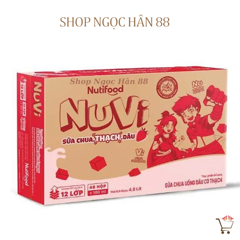 Thùng sữa thạch Nuvi có thạch vị Cam/Dâu/Socola 48 hộp x 100ml
