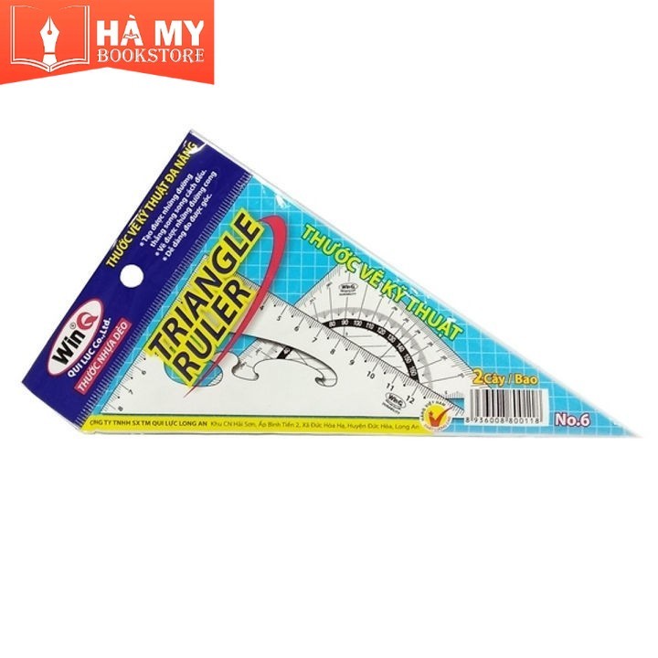 (combo 4 bộ) thước kẻ dẻo eke tam giác WinQ No.6 Cỡ Lớn (1 bộ 2 cây)