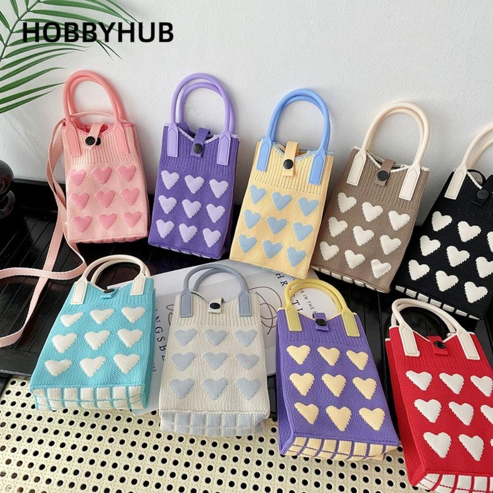 HOBBYHUB Túi điện thoại Mini dệt kim thời trang cho bé gái