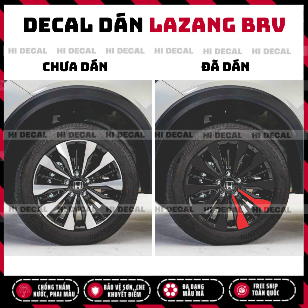 Tem dán mâm BRV, Decal lazang BRV trang trí tạo điểm nhấn