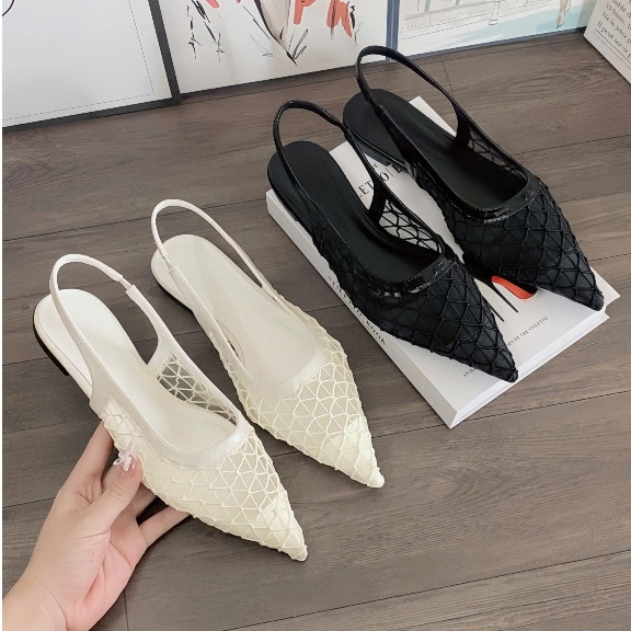 Giày Bệt Nữ Ren Lưới Mũi Nhọn Kiểu Dáng Trơn Hàng Cao Cấp B20
