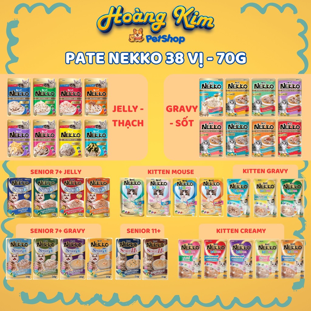 Pate Nekko 12 - 24 gói [ Hộp tiết kiệm ] cho Mèo. Hàng nội địa Thái với 38 vị, thơm ngon khó tả