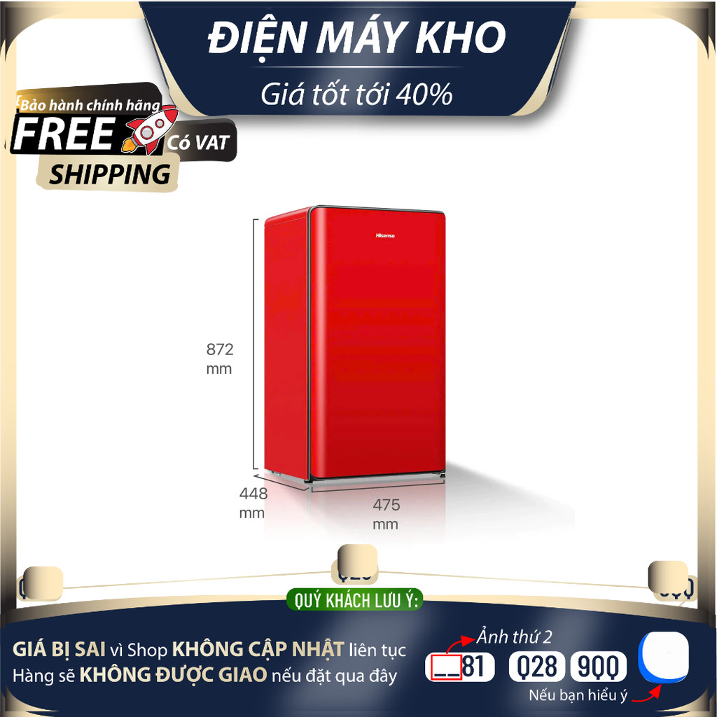 Tủ lạnh Hisense 82 lít HR08DW/HR08DR, Tủ Lạnh Mini Có Ngăn Đá -18 Độ C