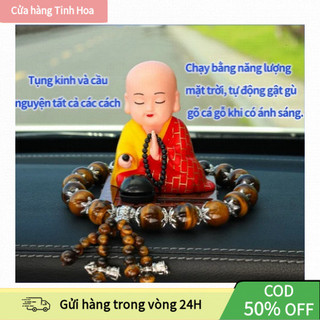【COD】Tượng Chú Tiểu Gõ Mõ Tụng Kinh Tự Động – Đặt Taplo Ô Tô Cao Cấp, Chạy Bằng Năng Lượng Mặt Trời