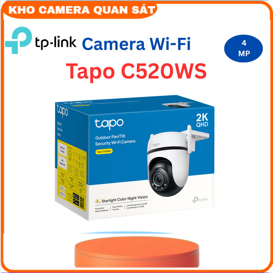 Camera Wi-Fi Tapo,Quay Quét Ngoài trời Tapo C520WS trực tiếp 2K có màu,quay 360° Phát Hiện Người/Thú