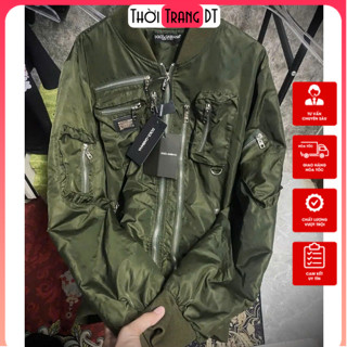   Hàng Đẹp  Áo Khoác Gió Dê Gà Nhiều Khóa ❤ Áo Bomber Dù 2 Lớp Dày Dặn Dáng Rộng Nam Nữ DTS955 