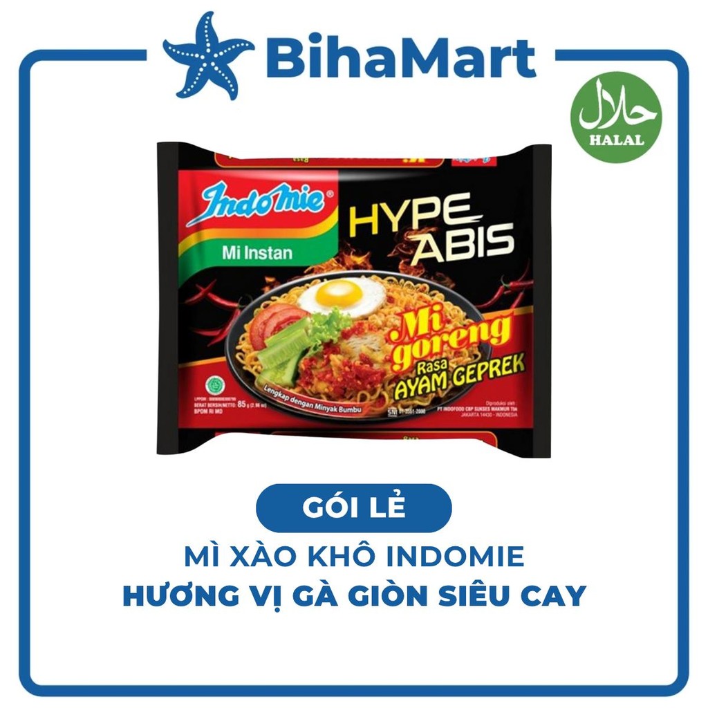 [GÓI LẺ]- INDOFOOD - Mì xào khô Indomie hương vị Gà giòn siêu cay, Mì xào khô gà giòn siêu cay Indom