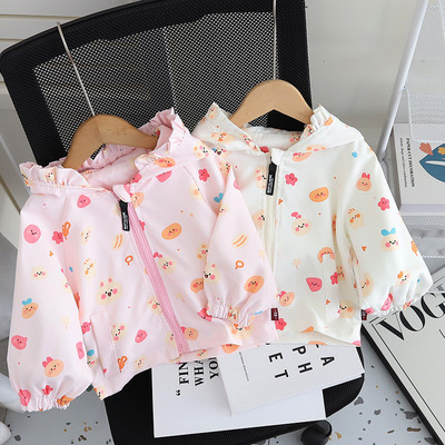 Áo Khoác Gió Có Nón Họa Tiết Thỏ Cho Bé Gái 1-5 Tuổi MINTSCLOSET Quảng Châu - AK8562
