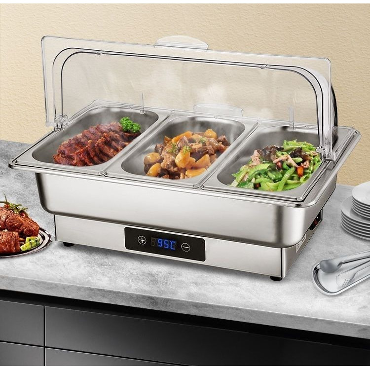 Bếp buffet điện bằng thép không gỉ, bếp buffet cách nhiệt, đồ dùng khách sạn, bếp buffet sáng với nắ