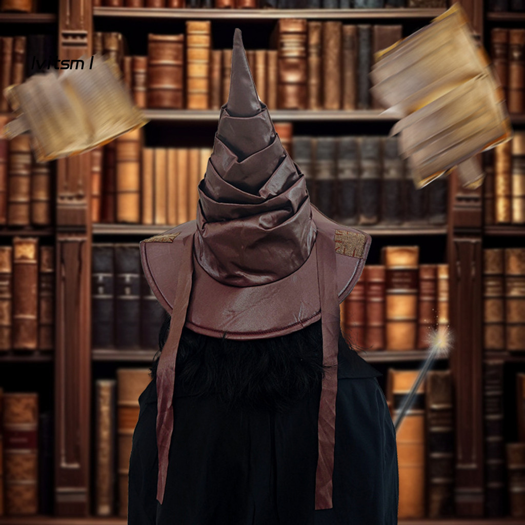 [LV] Mũ phù thủy dành cho nữ Mũ phù thủy chất lượng cao Mũ phù thủy xếp nếp cho trang phục Halloween