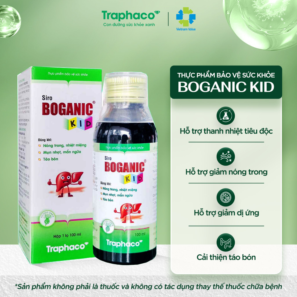 Siro Boganic Kid Traphaco - Hỗ Trợ: Giải Độc, Mát Gan Cho Bé, Giảm Nóng Trong, Hỗ Trợ Tiêu Hoá Lọ 10