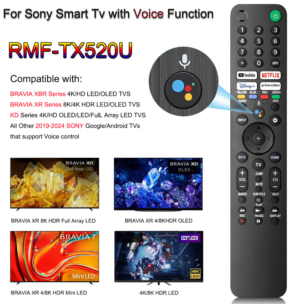 Dành Cho Sony TV Remote Thay Thế, Dành Cho Tất Cả 2019-2024 Sony Remote Cho Sony Bravia TV Remote Có