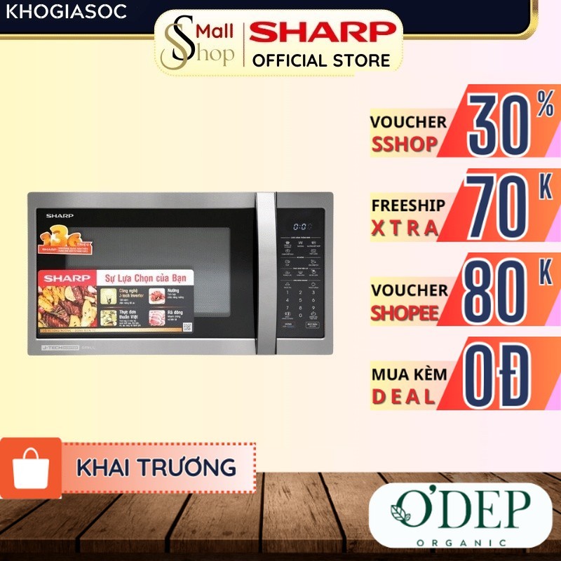 Lò vi sóng Inverter Sharp 28 Lít Chính hãng 1100W, giá tốt có trả góp, tiết kiệm điện R-G728XVN-BST 