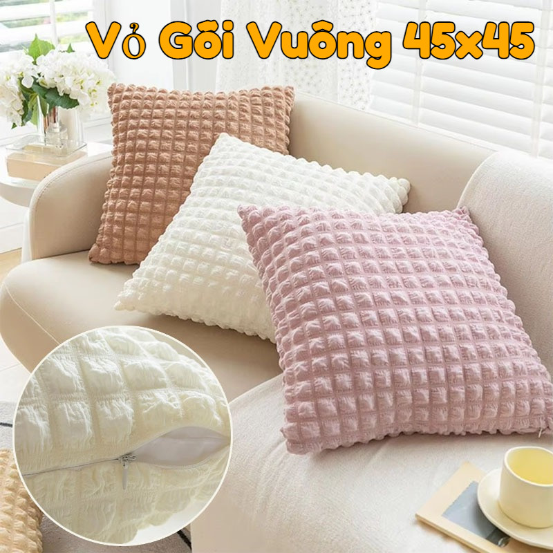 Vỏ Gối Vuông 45x45, Vỏ Gối Sofa Tựa Lưng,Trang Trí Văn Phòng, Chất Liệu Cao Cấp