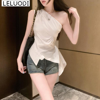 LELUODI áo sơ mi nữ áo kiểu hàn quốc Thoải mái ins độc đáo Tinh tế WCS24704RB 27Z240705