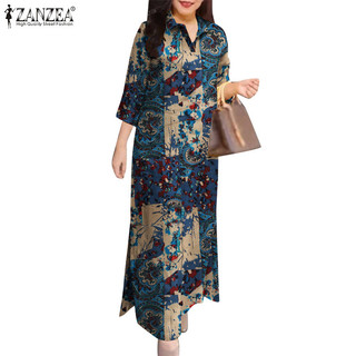 Zanzea Áo sơ mi dài đến mắt cá chân cổ điển dành cho nữ ZANZEA