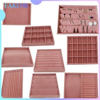 Fakeme hồng nhung trang sức trưng bày hộp đựng khay đựng vòng cổ bông tai