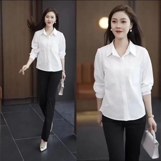 Áo sơ mi màu trơn Áo dáng rộng thời trang thường ngày thon gọn cho Nữ
