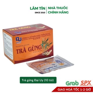  ✔ Chính Hãng  Trà gừng  Hộp 10 túi trà  làm ấm cơ thể giảm đầy hơi cảm lạnh 