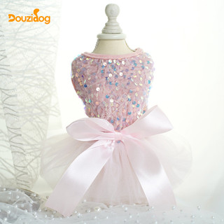 Chú chó nhỏ Teddy Bichon Pet Dog Wedding Dress Cat Cat Pink Gạc Váy