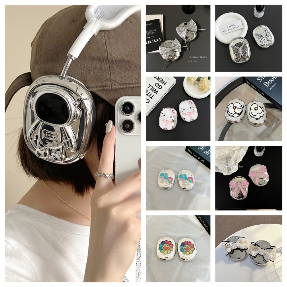 Vỏ mạ hoạt hình Ins cho AirPods Max2 Vỏ tai nghe bảo vệ bằng bạc TPU Vỏ AirPods Max