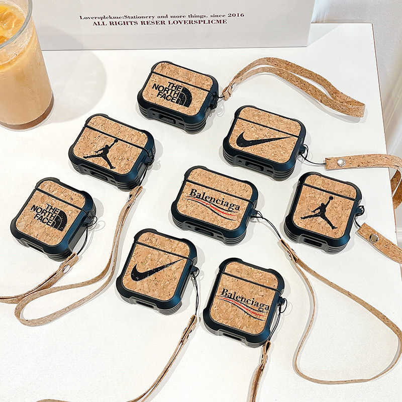 Vỏ bảo vệ tai nghe hạt gỗ chống rơi bốn góc cho Airpods 1 / 2 / 3 nd Pro / Pro2 Xu hướng thời trang NK Jordan Vỏ tai nghe