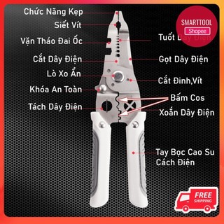 Kìm điện đa năng Nhật Bản 12 trong 1 - Kìm cắt dây tuốt sợi đa năng cao cấp -Kìm Tuốt Dây Điện Đa Năng Mẫu Mới