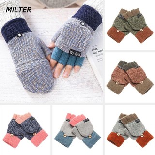 Găng Tay Len Hở Ngón Giữ Ấm Mùa Đông Thời Trang Cho Nam Nữ