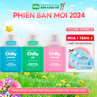 Dung dịch vệ sinh phụ nữ Chilly làm sạch và dưỡng ẩm, chiết xuất bạc hà ngừa vi khuẩn, ngăn mùi hiệu quả 200ml