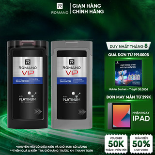 Combo Dầu gội và Sữa tắm Romano Vip Vision sang trọng cuốn hút 180g/chai