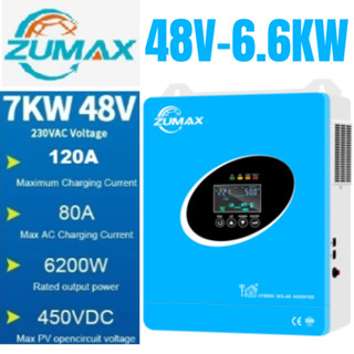 Biến tần năng lượng mặt trời Inverter hybrid Zumax 48V 6.6KW On Off - 500VDC- MPPT 120A-Hoạt động không cần bình-Mẫu mới 