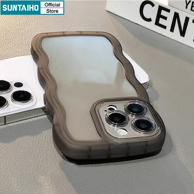 Suntaiho Ốp lưng Iphone Hàn quốc Đẹp đơn giản Thời trang Cute Độc Đáo Màu Pha Lê trong suốt lượn sóng viền Ốp Điện Thoại TPU Mềm Cao Cấp Chống Sốc Cho Iphone 15 14 12 13 11 Pro Max IP 7 8 Plus Iphon X Xs XR XsMax Ốp Lưng