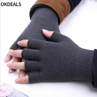 OKDEALS Women Winter Solid Fingerless Half Finger Warm Gloves Mitten