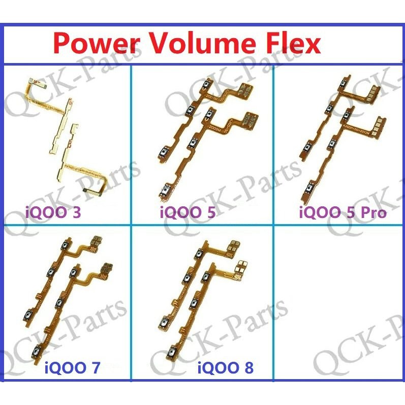 Dành Cho Vivo iQOO 3 5 Pro 7 8 Z7 Z8 Z7X Z8X Nút Âm Lượng Công Tắc Nguồn Bật Tắt Nút Cáp Mềm